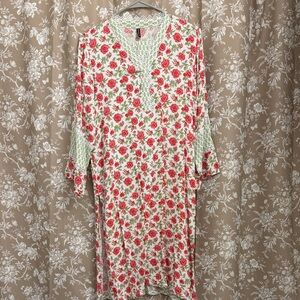 Summery floral tunic with matching pants, lightweight co-ord